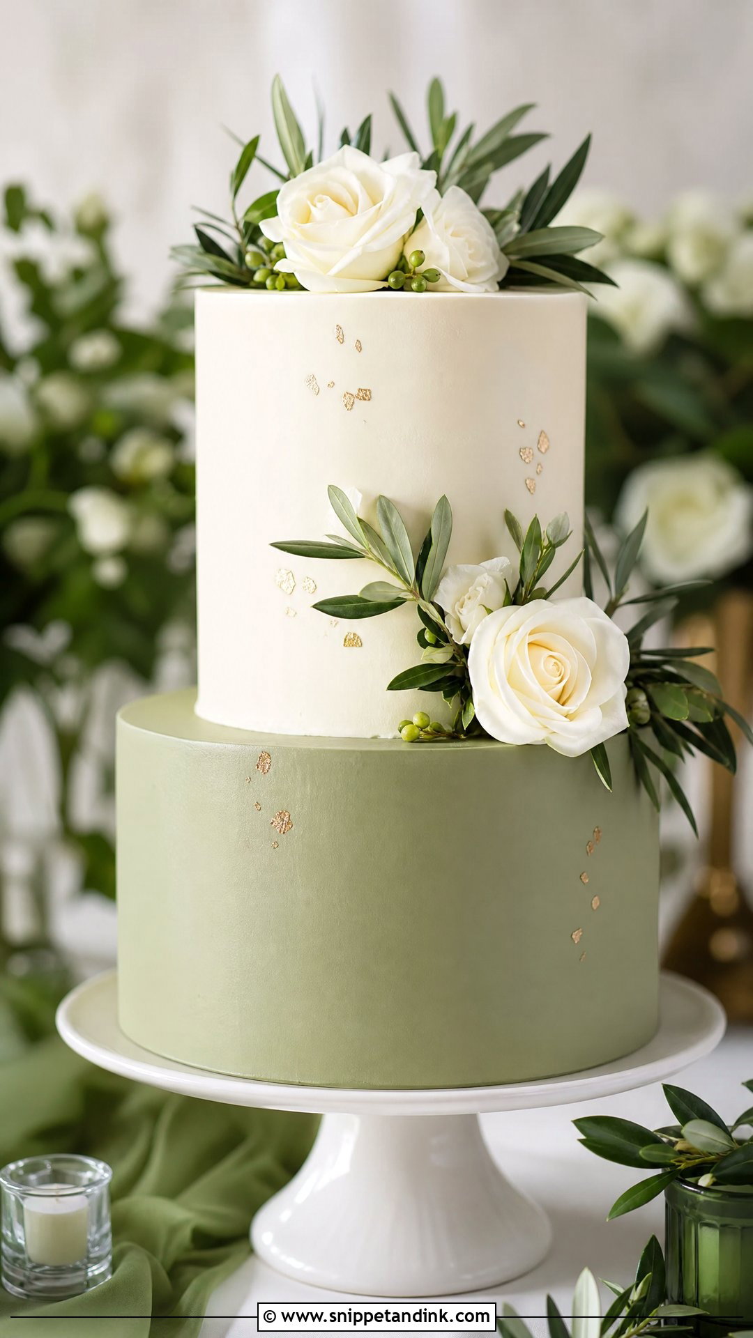 2 Tier Wedding Cake With Sage Green - Snippet and Ink - 30 2 Tier Cake Designs for Wedding
