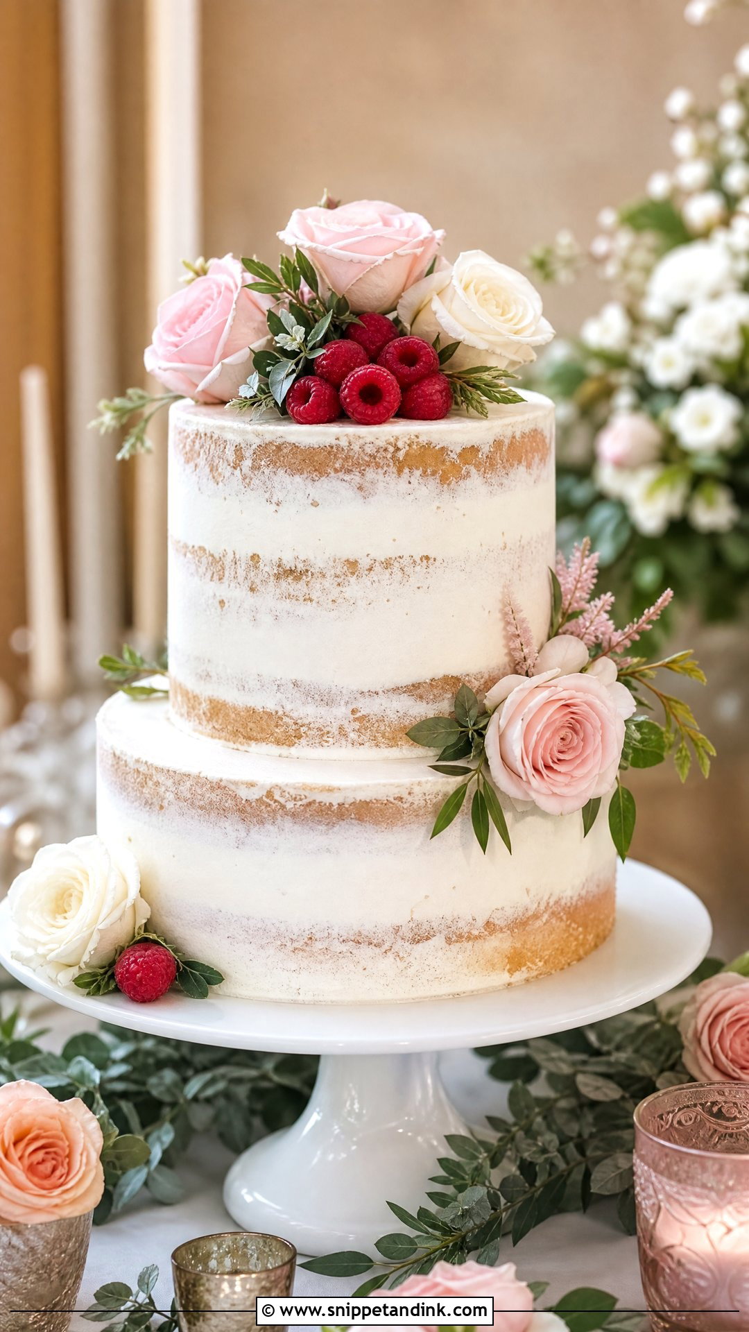 2 Tier Wedding Cake With Semi Naked Frosting - Snippet and Ink - 30 2 Tier Cake Designs for Wedding