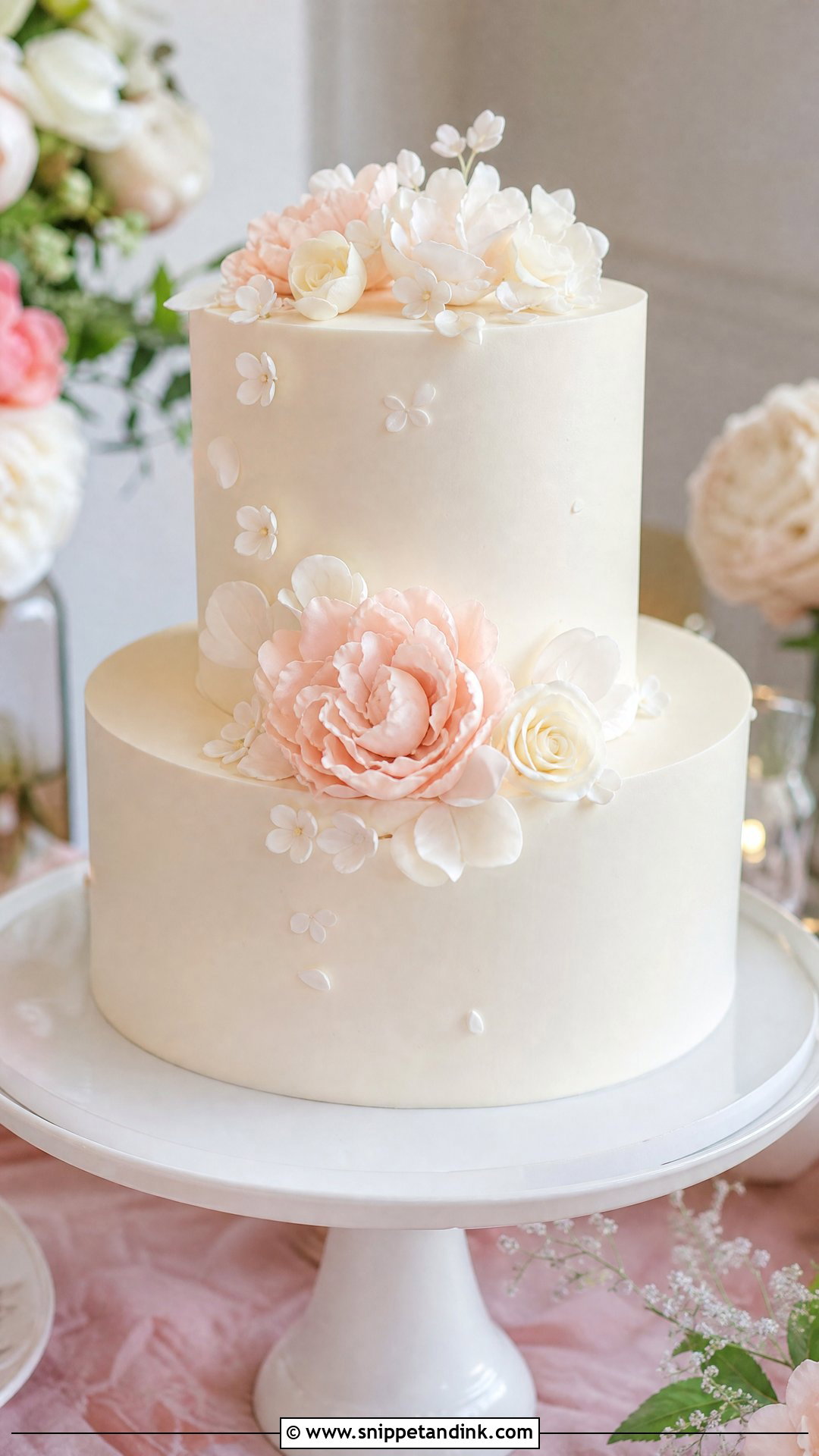 2 Tier Wedding Cake With Sugar Flowers - Snippet and Ink - 20 Simple Elegant 2 Tier Wedding Cakes