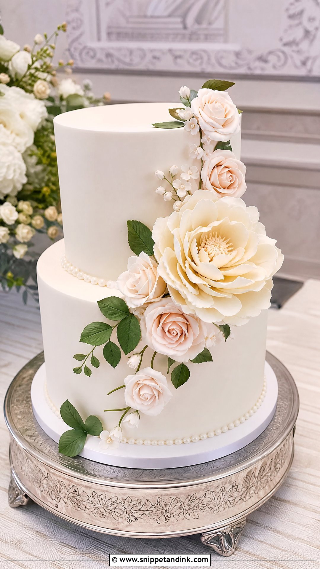 2 Tier Wedding Cake With Sugar Flowers - Snippet and Ink - 30 2 Tier Cake Designs for Wedding