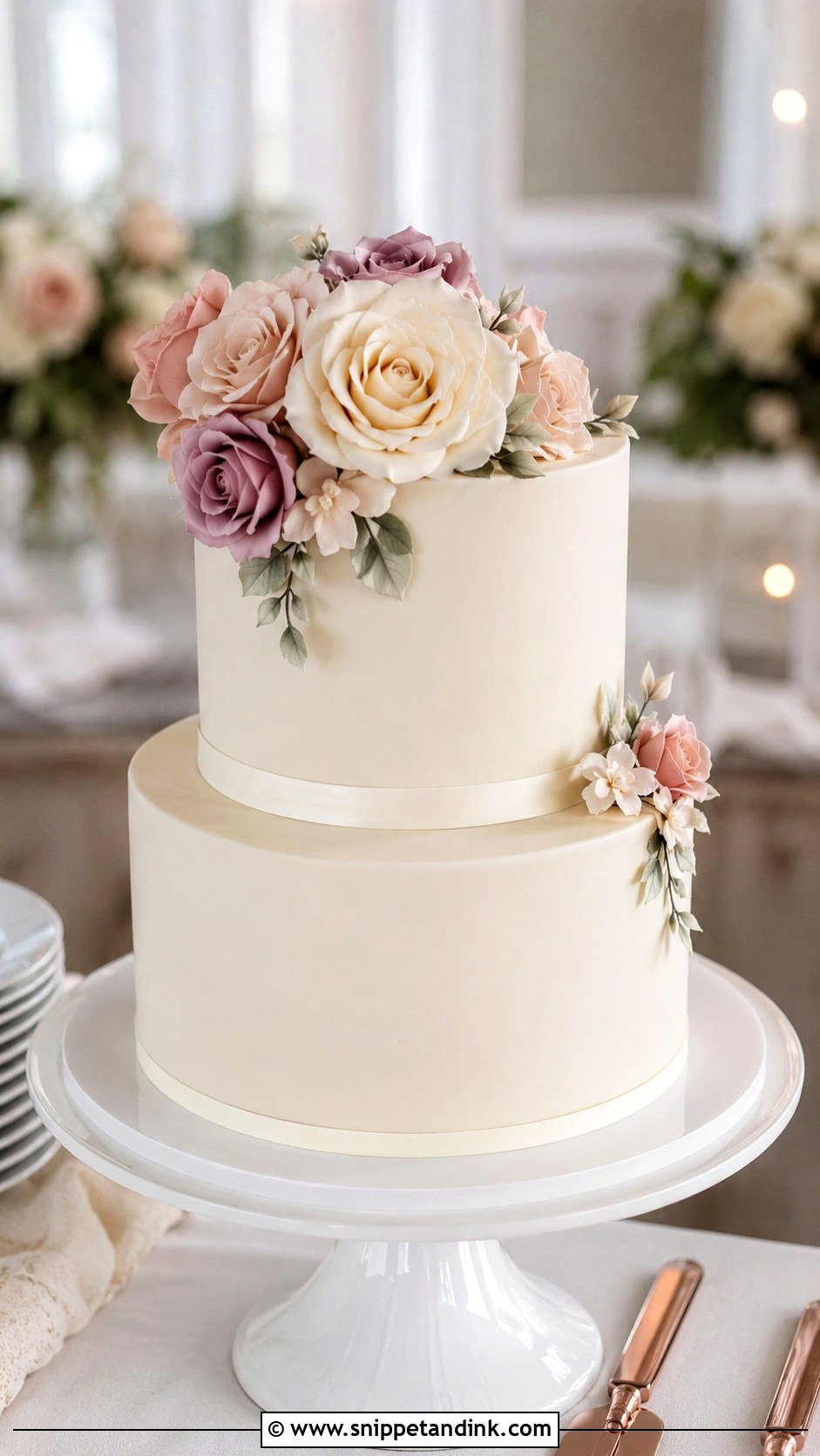 2 Tier Wedding Cake With Sugar Roses - Snippet and Ink - 20 2 Tier Wedding Cake Ideas with Roses