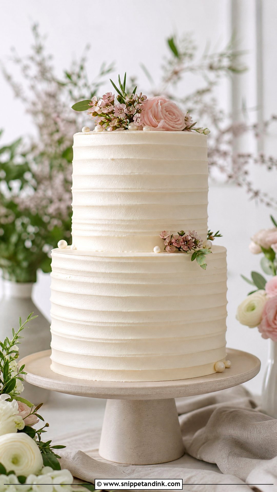 2 Tier Wedding Cake With Textured Buttercream - Snippet and Ink - 20 Simple Elegant 2 Tier Wedding Cakes