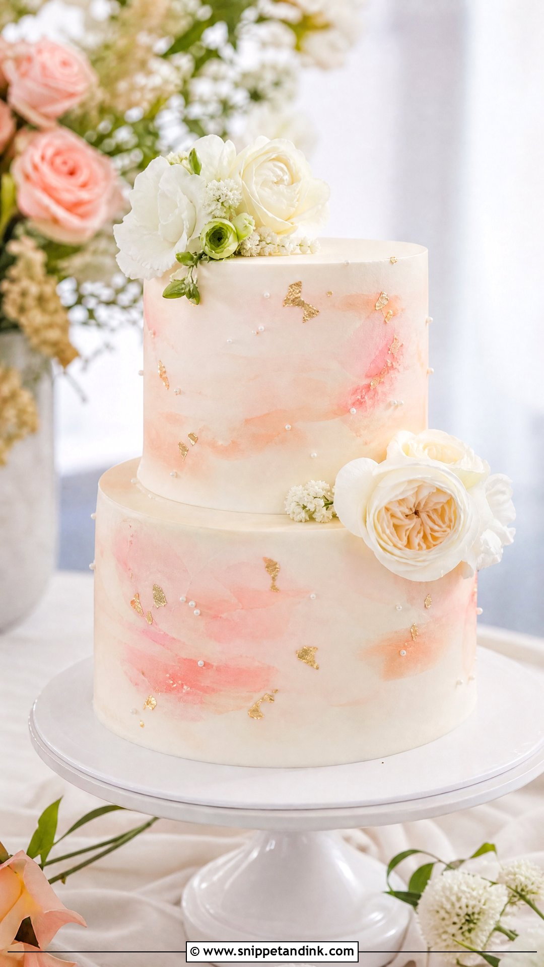 2 Tier Wedding Cake With Watercolor Frosting - Snippet and Ink - 30 2 Tier Cake Designs for Wedding