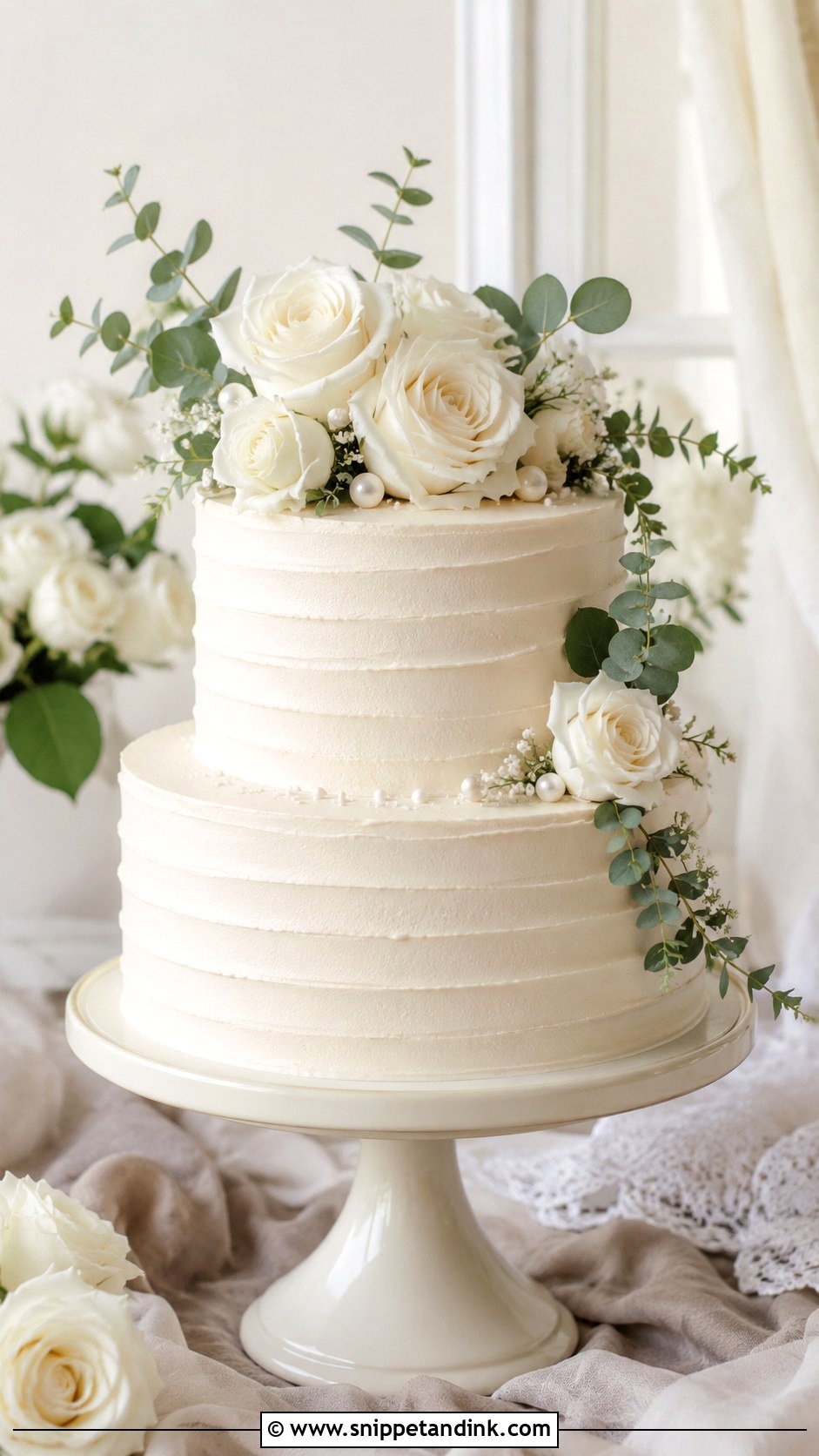 2 Tier Wedding Cake With White Roses - Snippet and Ink - 20 2 Tier Wedding Cake Ideas with Roses