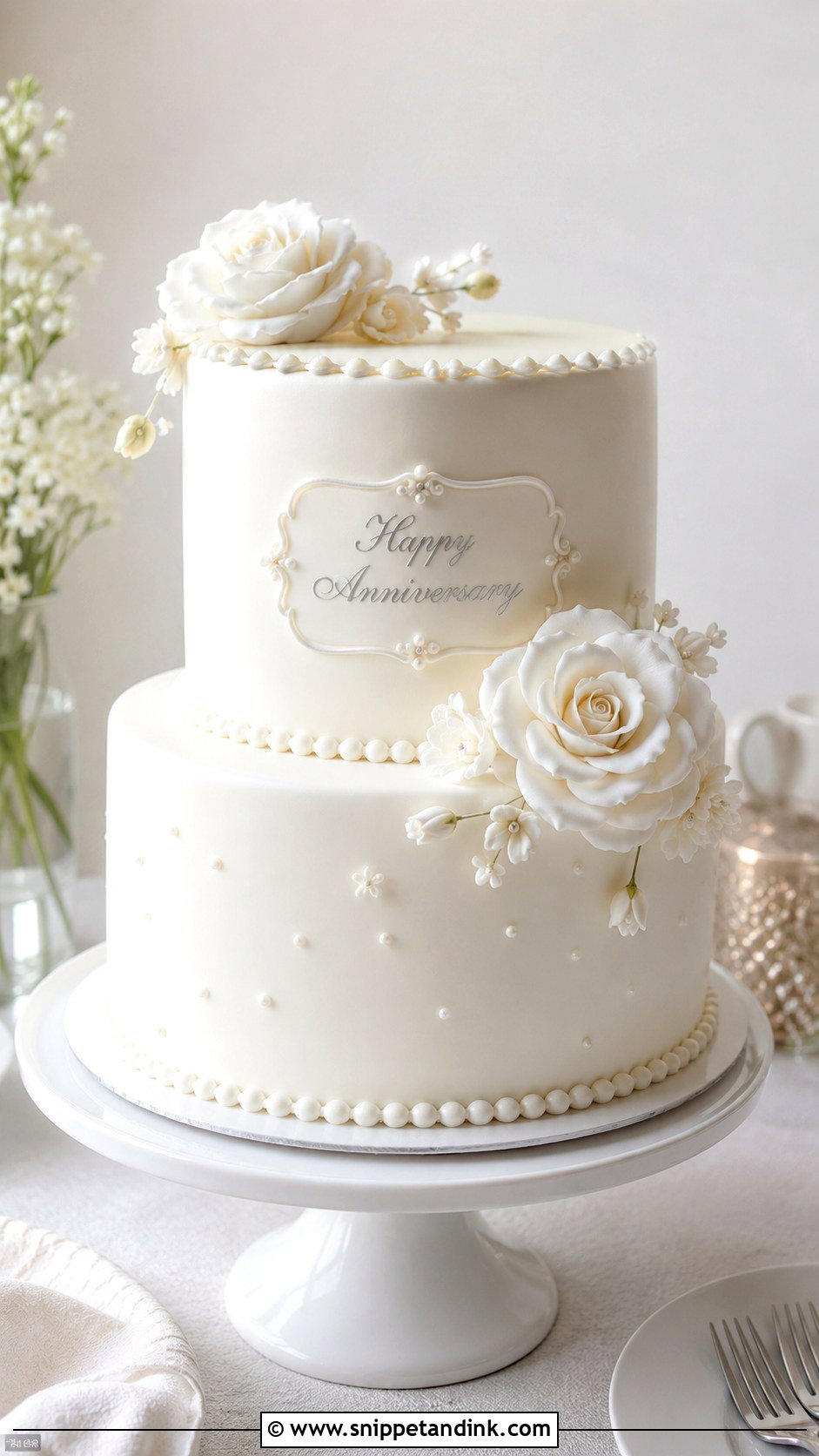 2 Tier White Anniversary Cake - Snippet and Ink - 20 2 Tier Anniversary Cake Designs