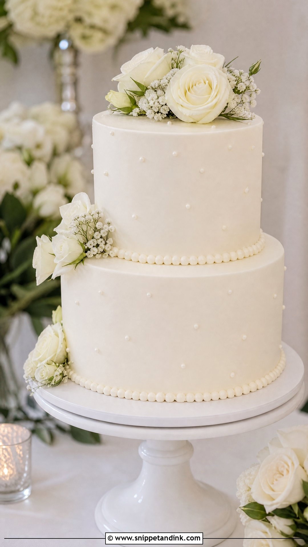 2 Tier White Wedding Cake - Snippet and Ink - 30 2 Tier Cake Ideas for Wedding