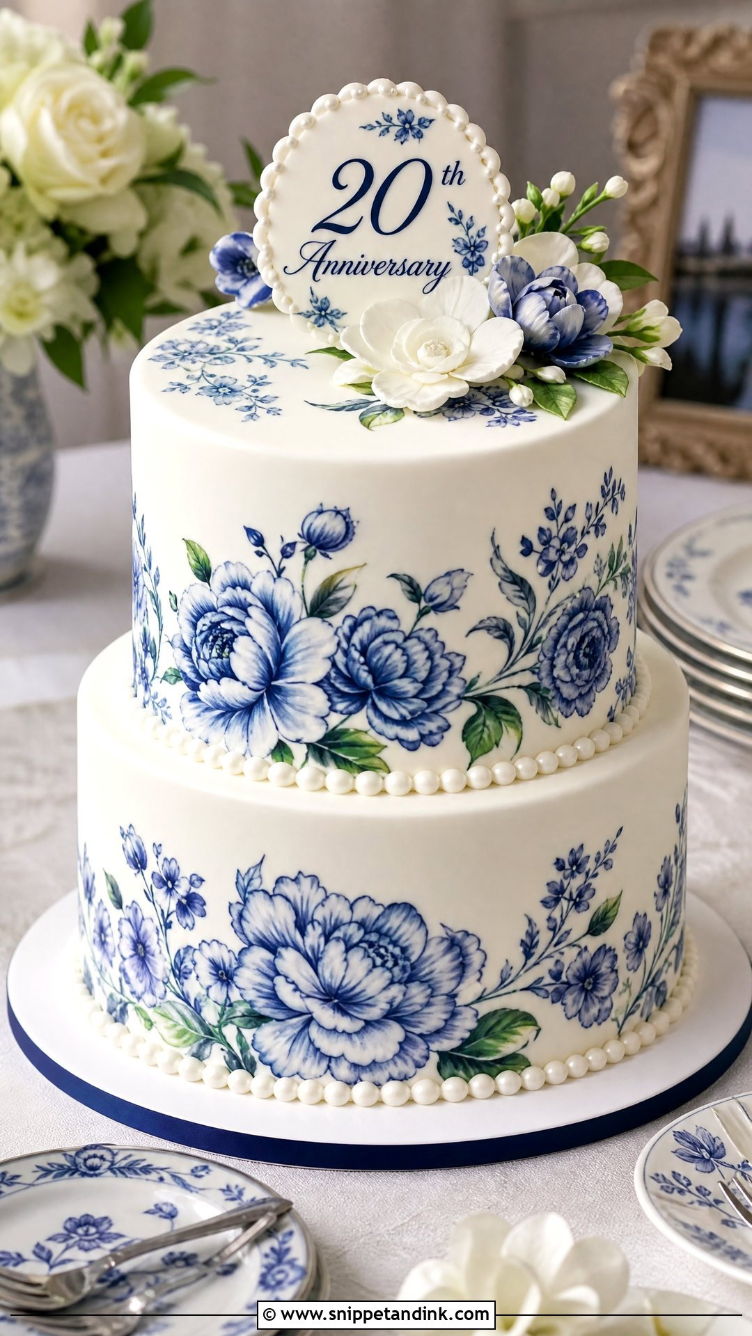 20th Anniversary China Pattern Cake - Snippet and Ink - 25 20th Anniversary Cake Ideas