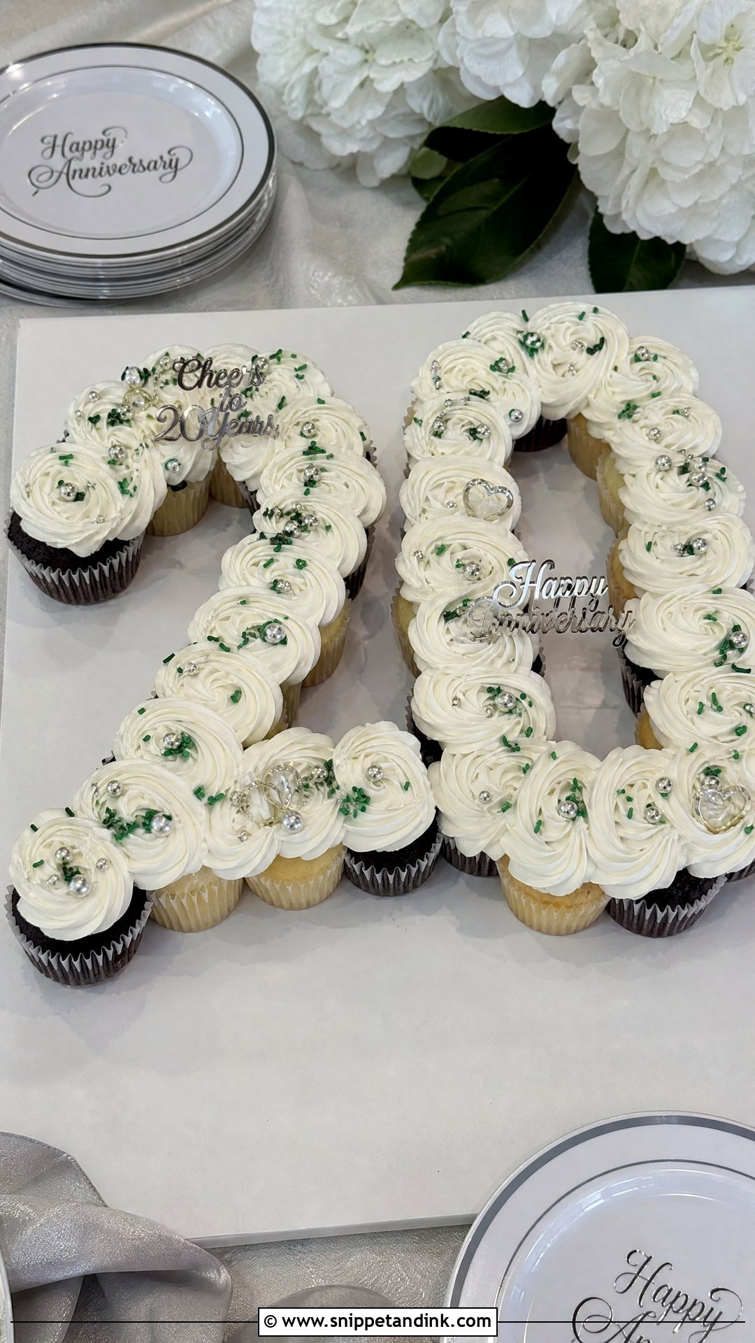20th Anniversary Cupcake Cake - Snippet and Ink - 25 20th Anniversary Cake Ideas
