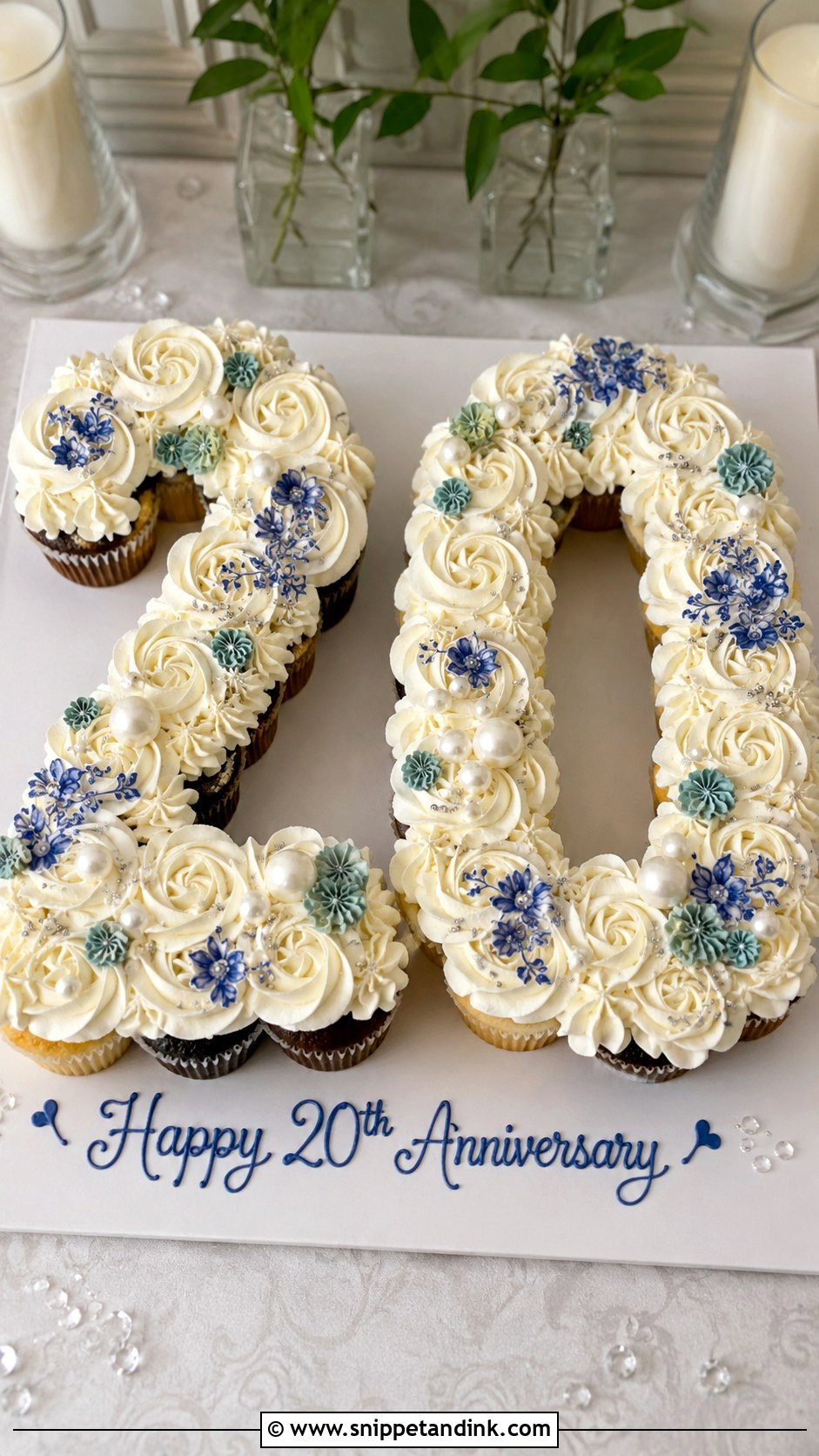 20th Anniversary Cupcake Cake - Snippet and Ink - 20 20th Wedding Anniversary Cake Ideas