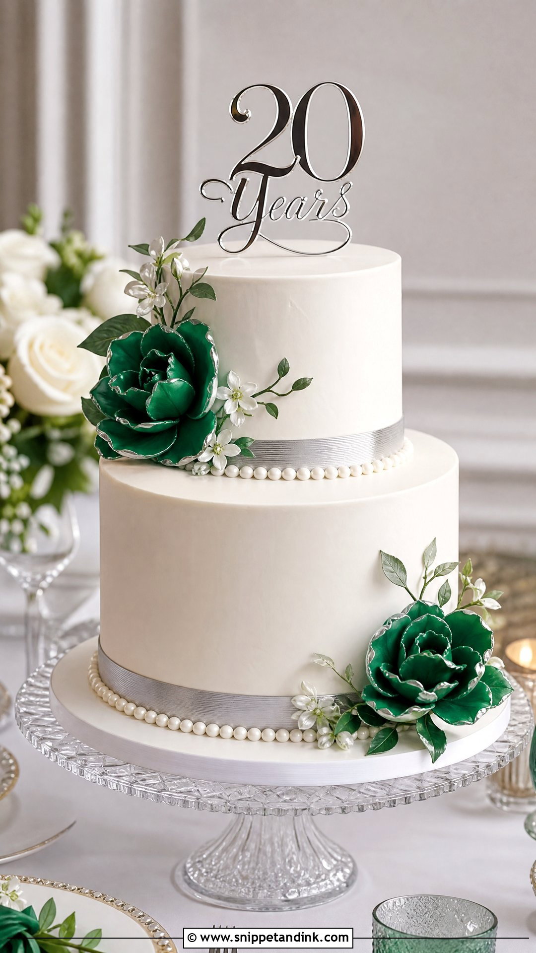 20th Anniversary Elegant Cake - Snippet and Ink - 25 20th Anniversary Cake Ideas
