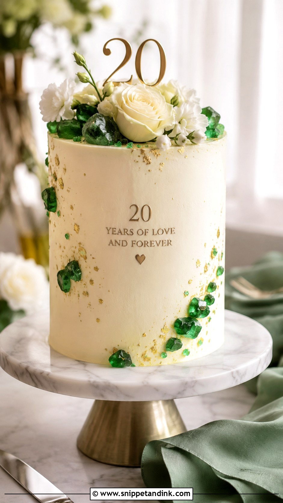 20th Anniversary Emerald Cake - Snippet and Ink - 20 20th Wedding Anniversary Cake Ideas