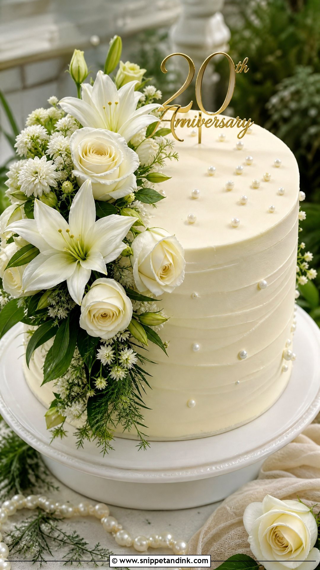 20th Anniversary Floral Cake - Snippet and Ink - 25 20th Anniversary Cake Ideas