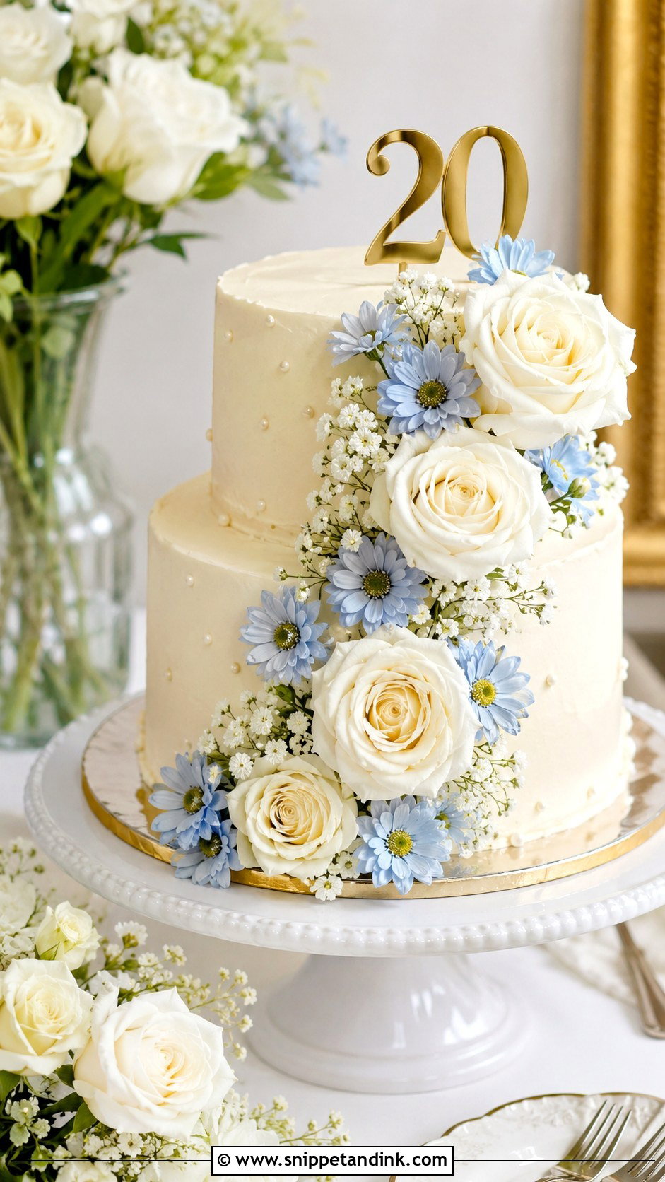 20th Anniversary Floral Cake - Snippet and Ink - 20 20th Wedding Anniversary Cake Ideas