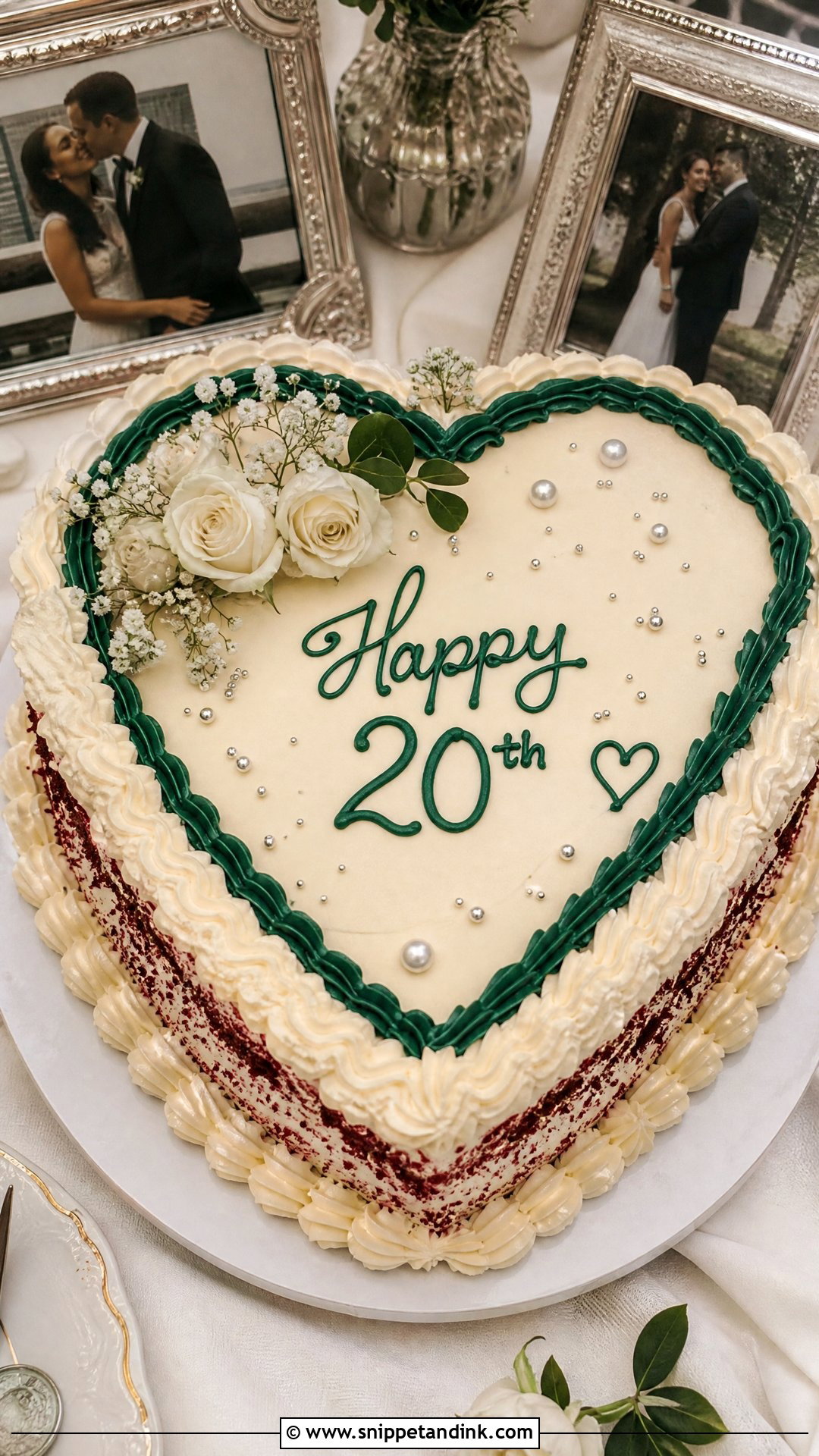 20th Anniversary Heart Cake - Snippet and Ink - 25 20th Anniversary Cake Ideas