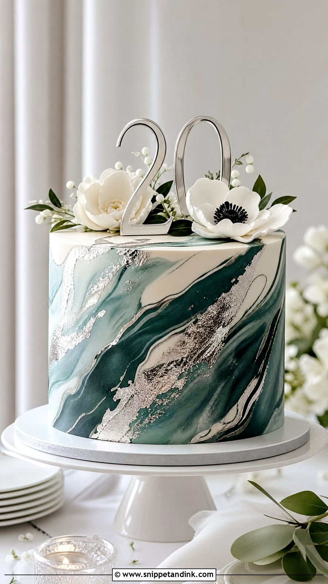 20th Anniversary Marble Cake - Snippet and Ink - 25 20th Anniversary Cake Ideas