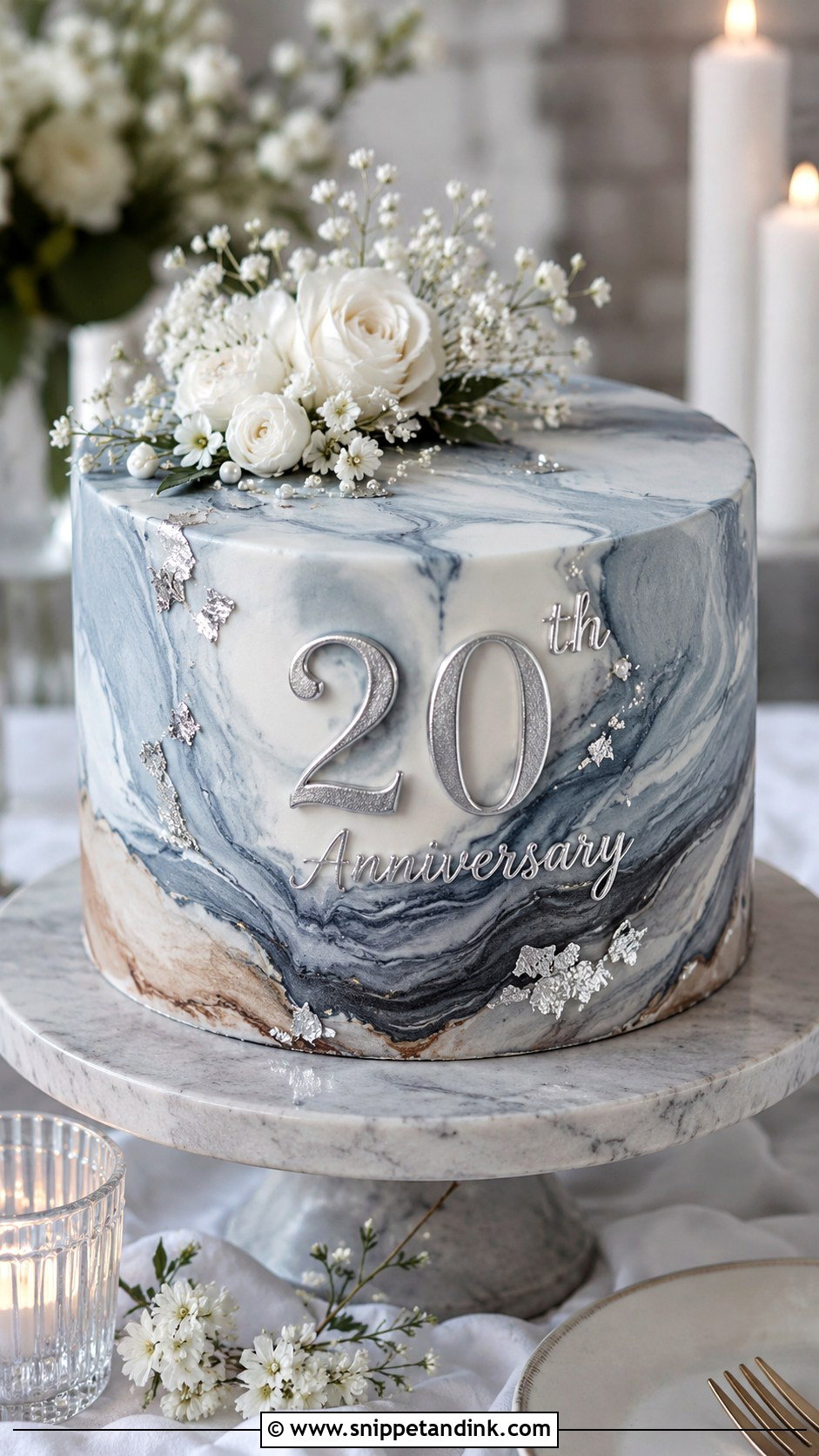 20th Anniversary Marble Cake - Snippet and Ink - 20 20th Wedding Anniversary Cake Ideas
