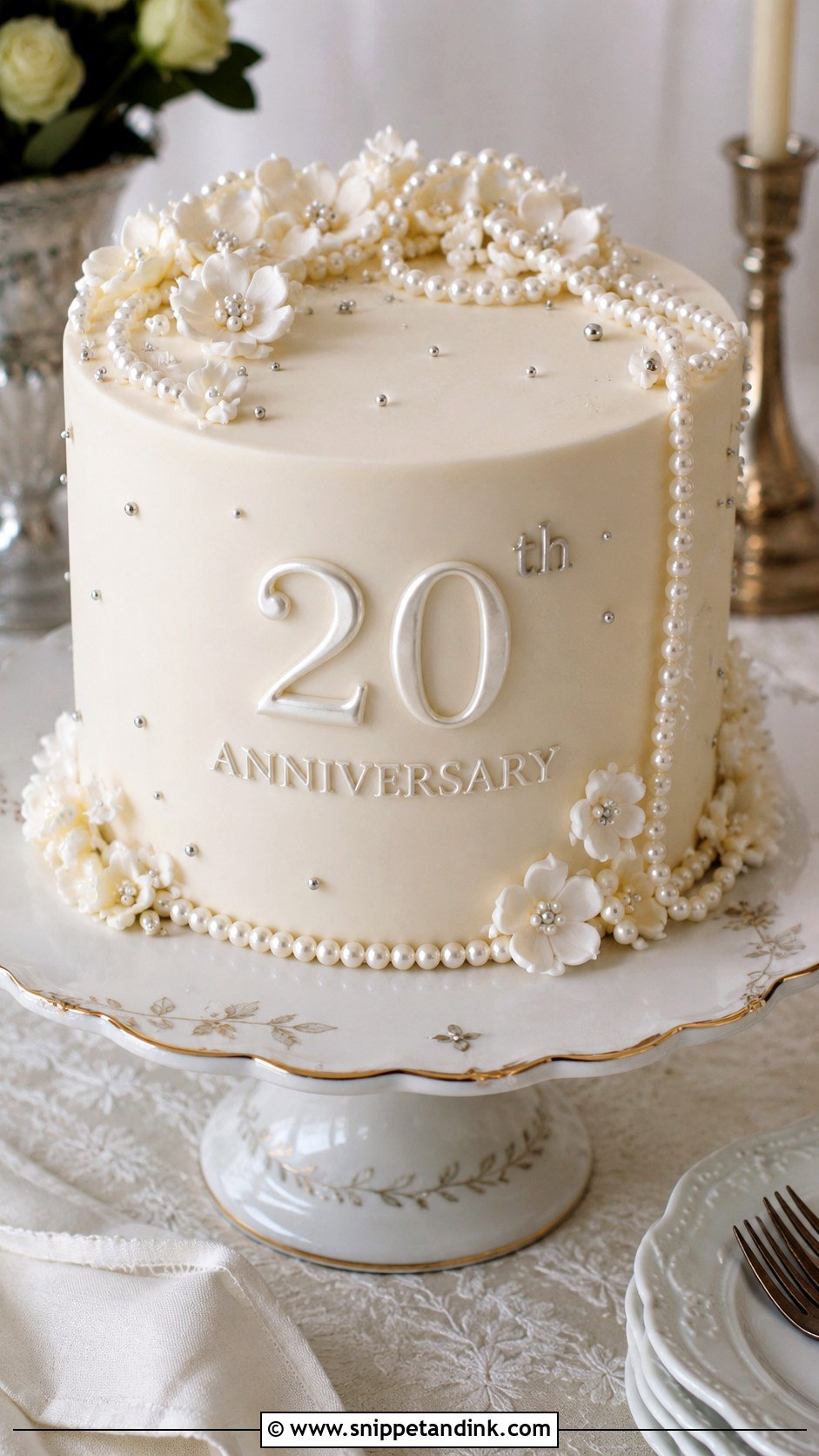 20th Anniversary Pearl Cake - Snippet and Ink - 20 20th Wedding Anniversary Cake Ideas