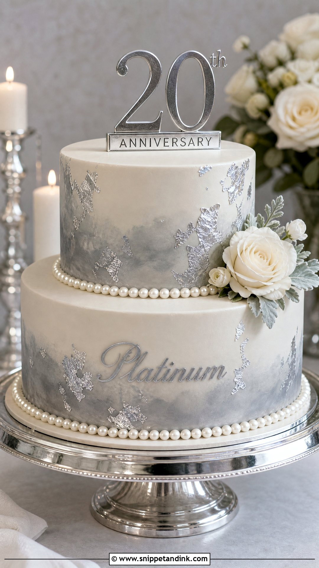 20th Anniversary Platinum Cake - Snippet and Ink - 25 20th Anniversary Cake Ideas