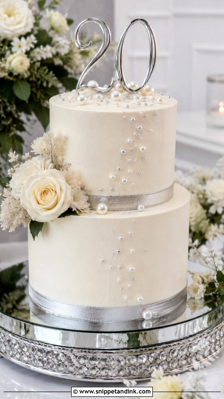 20th Anniversary Platinum Cake - Snippet and Ink - 20 20th Wedding Anniversary Cake Ideas