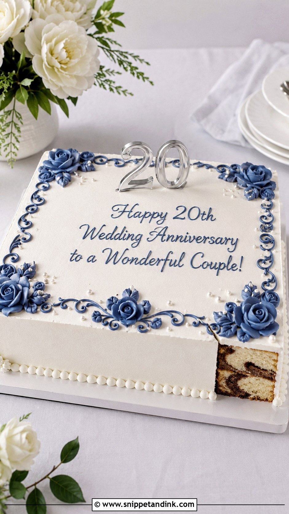 20th Anniversary Sheet Cake - Snippet and Ink - 20 20th Wedding Anniversary Cake Ideas