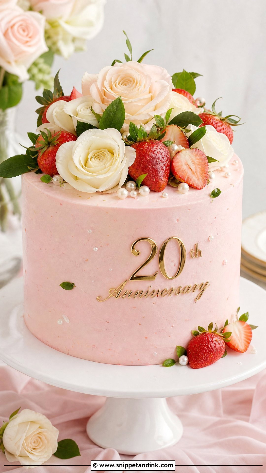 20th Anniversary Strawberry Cake - Snippet and Ink - 25 20th Anniversary Cake Ideas