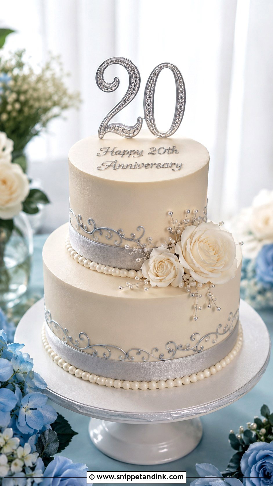 20th Anniversary Two Tier Cake - Snippet and Ink - 20 20th Wedding Anniversary Cake Ideas