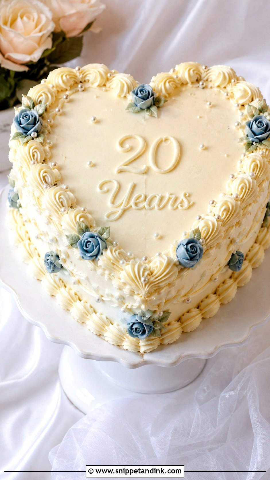 20th Anniversary Vintage Heart Cake - Snippet and Ink - 20 20th Wedding Anniversary Cake Ideas