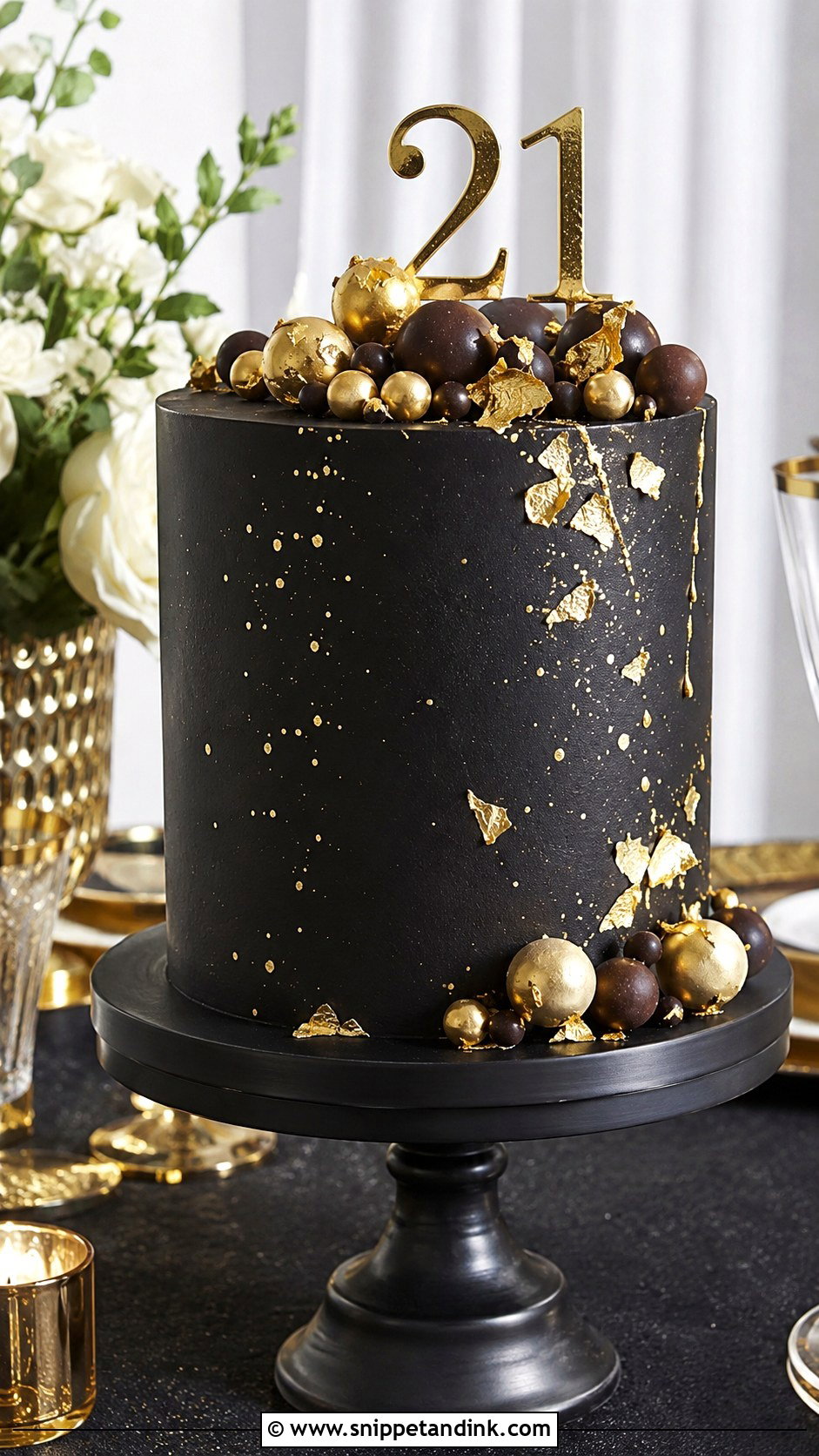 21st Anniversary Black And Gold Cake - Snippet and Ink - 20 21st Anniversary Cake Ideas