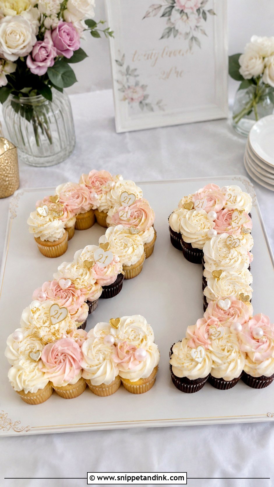 21st Anniversary Cupcake Cake - Snippet and Ink - 20 21st Anniversary Cake Ideas