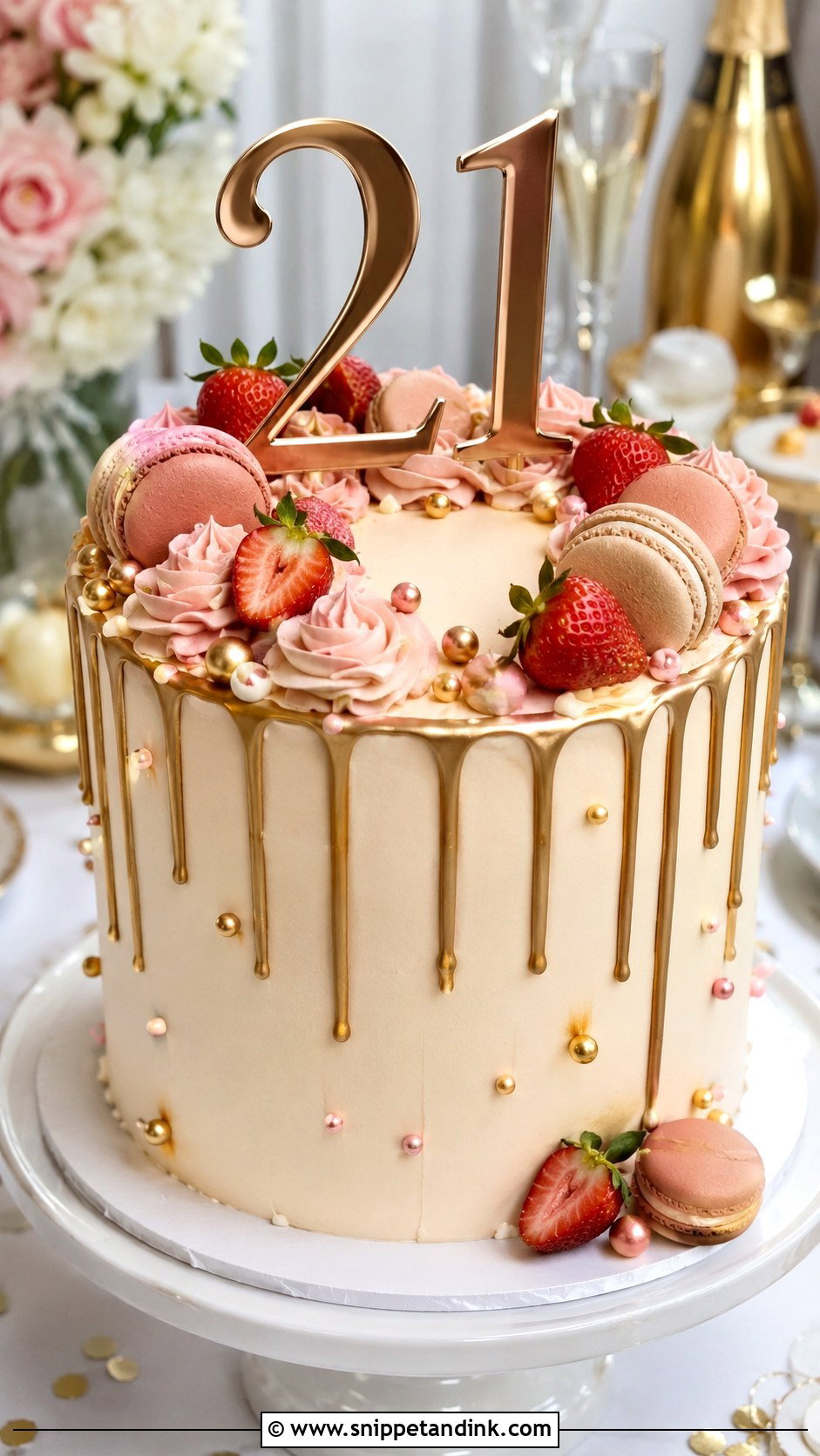21st Anniversary Drip Cake - Snippet and Ink - 20 21st Anniversary Cake Ideas