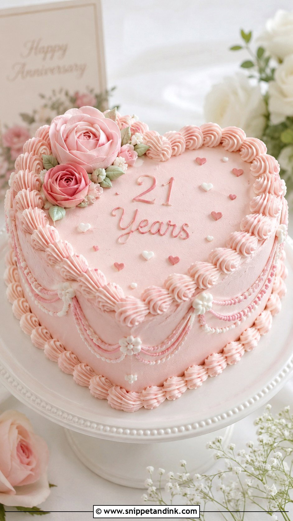 21st Anniversary Heart Cake - Snippet and Ink - 20 21st Anniversary Cake Ideas