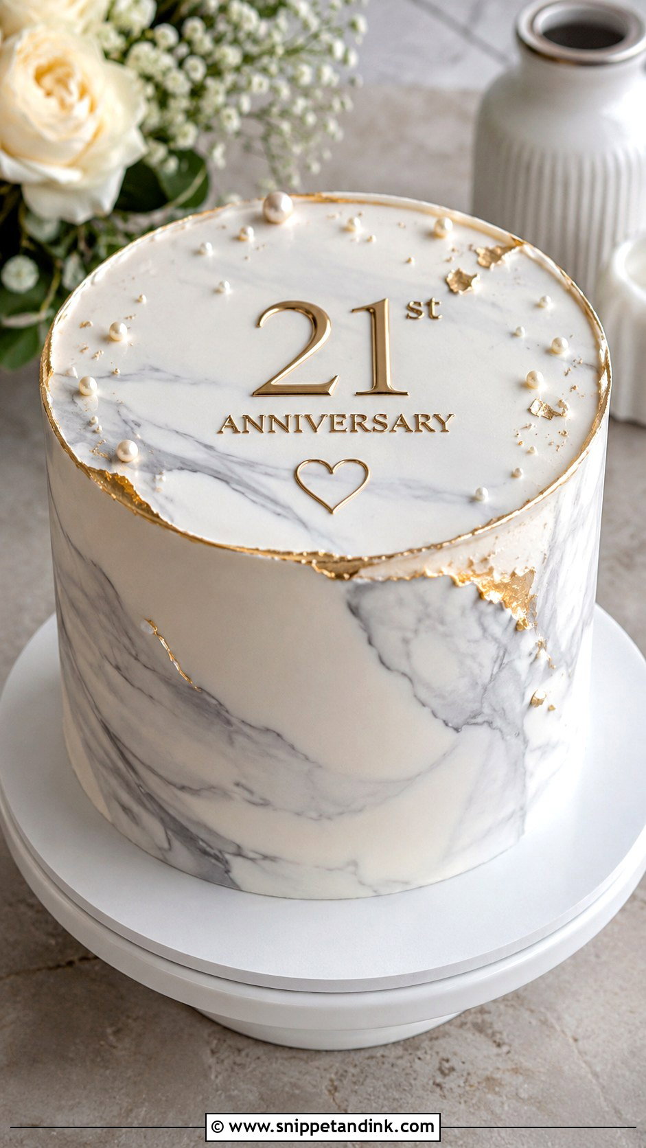 21st Anniversary Marble Cake - Snippet and Ink - 20 21st Anniversary Cake Ideas