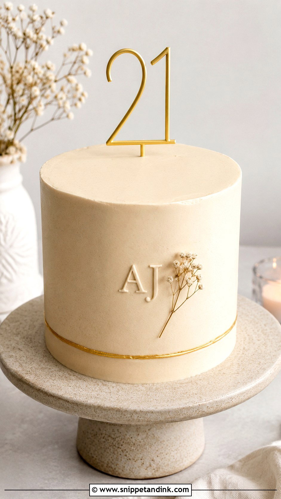 21st Anniversary Minimalist Cake - Snippet and Ink - 20 21st Anniversary Cake Ideas