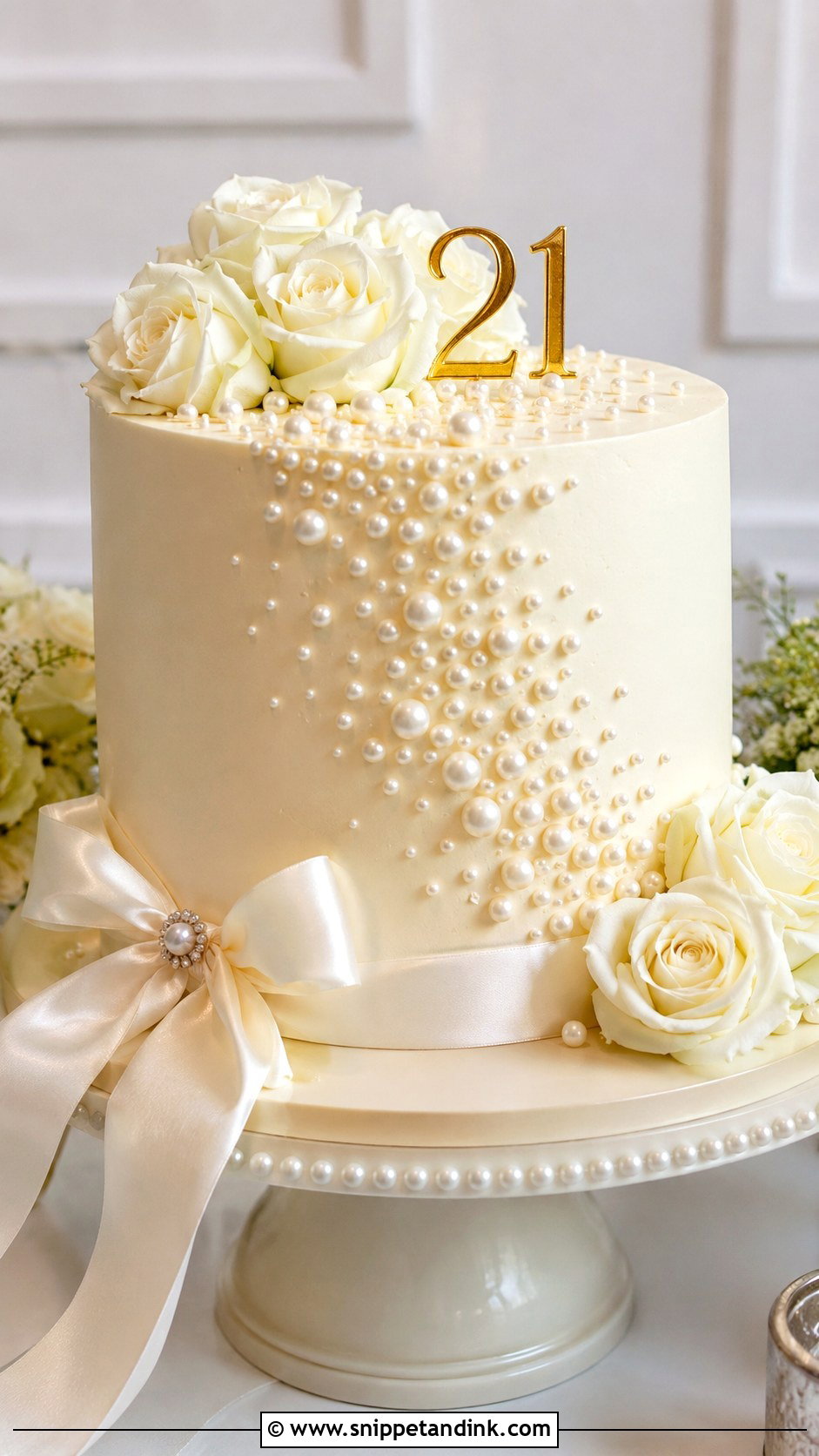 21st Anniversary Pearl Cake - Snippet and Ink - 20 21st Anniversary Cake Ideas