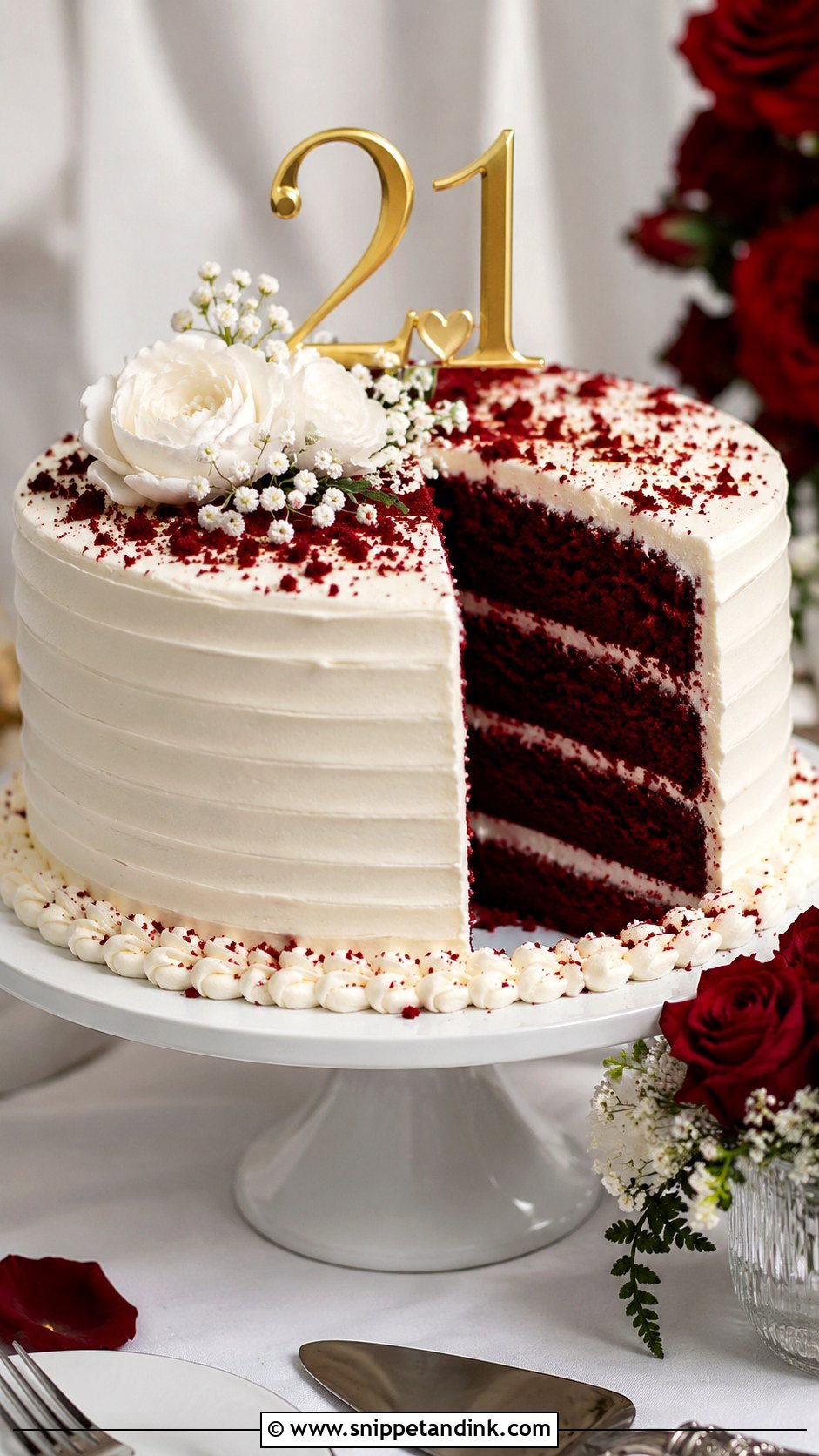 21st Anniversary Red Velvet Cake - Snippet and Ink - 20 21st Anniversary Cake Ideas