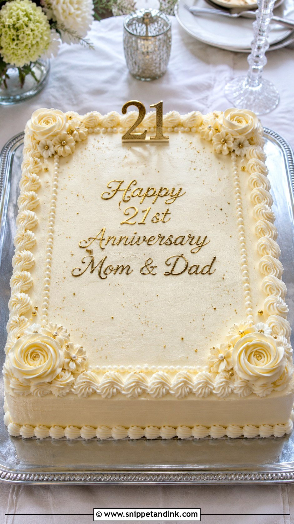 21st Anniversary Sheet Cake - Snippet and Ink - 20 21st Anniversary Cake Ideas