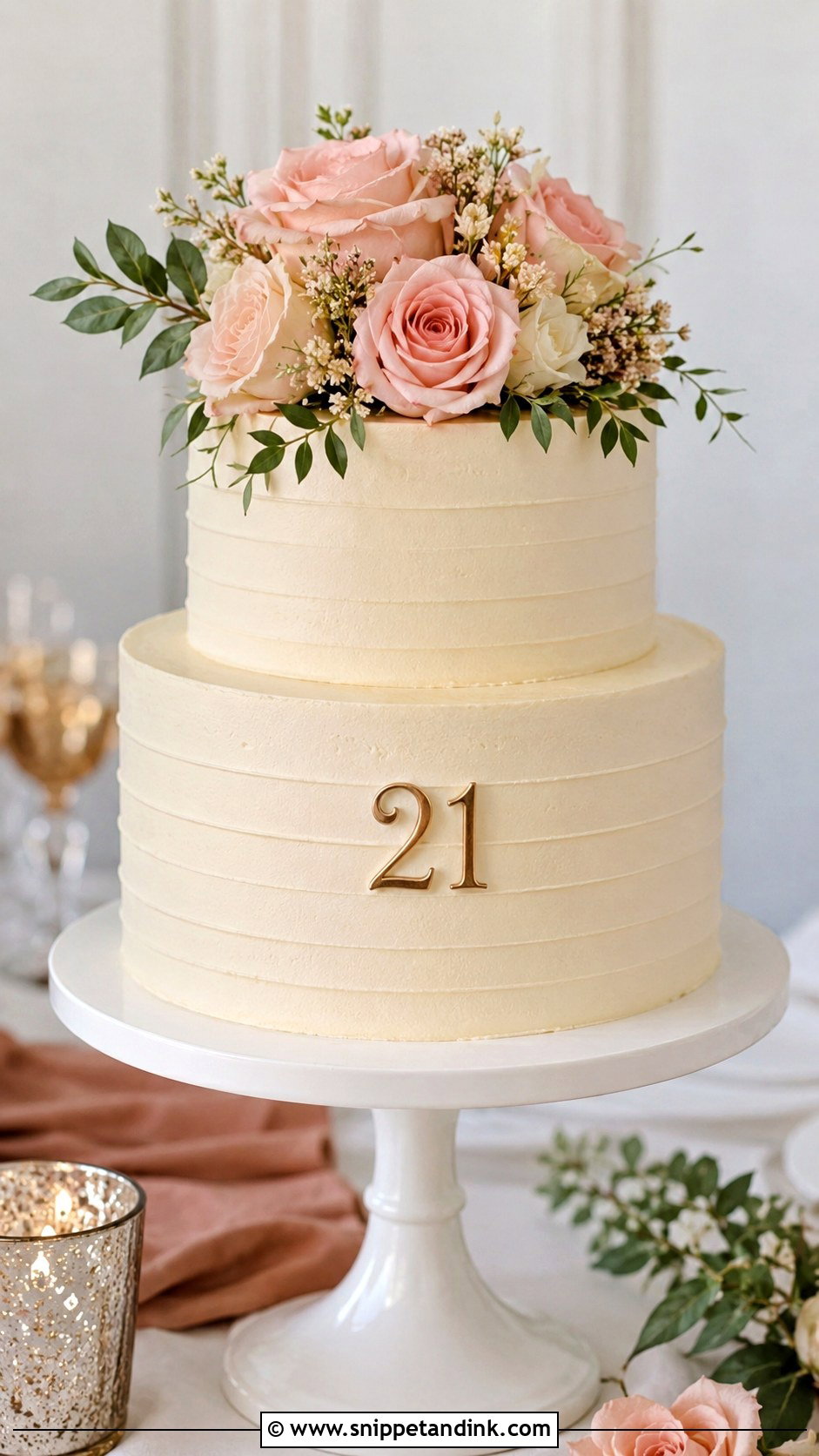 21st Anniversary Two Tier Cake - Snippet and Ink - 20 21st Anniversary Cake Ideas