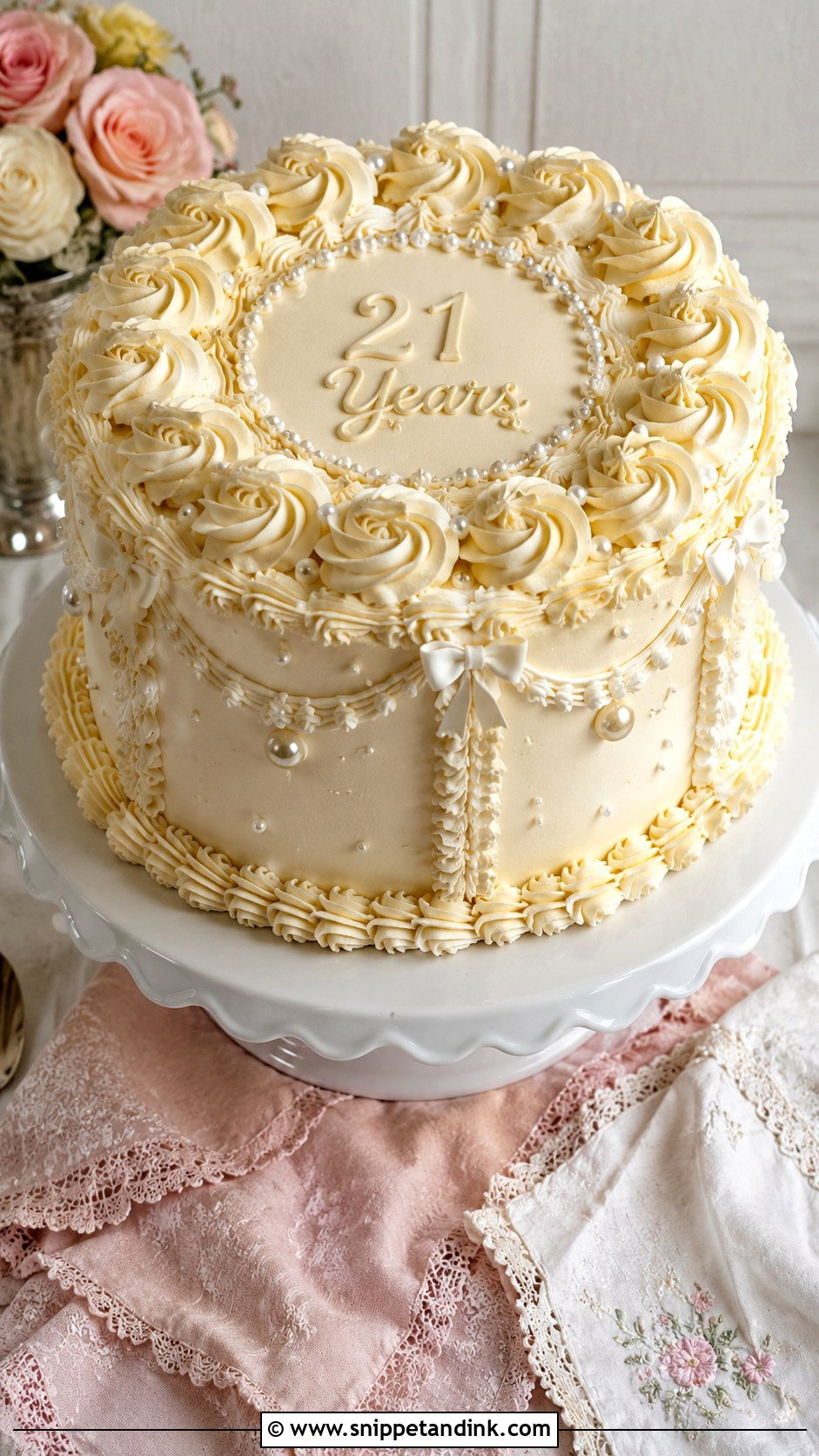 21st Anniversary Vintage Cake - Snippet and Ink - 20 21st Anniversary Cake Ideas