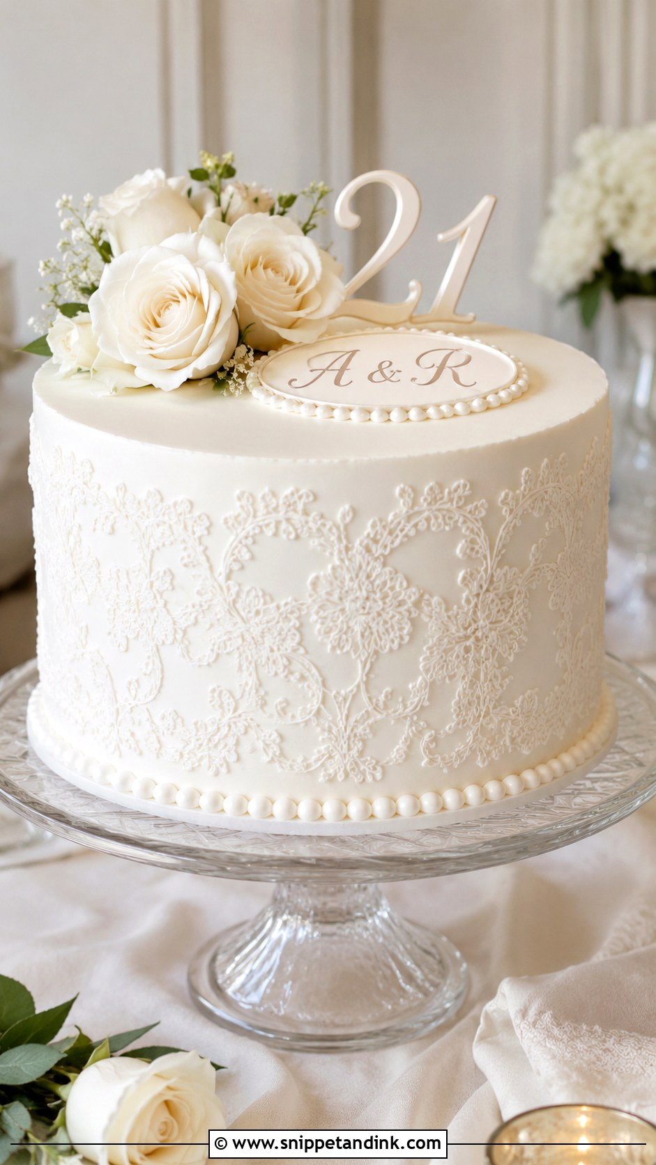 21st Anniversary White Cake - Snippet and Ink - 20 21st Anniversary Cake Ideas