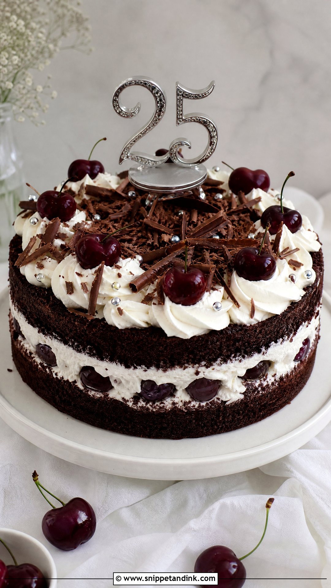 25th Anniversary Black Forest Cake - Snippet and Ink - 30 25th Anniversary Cake Ideas