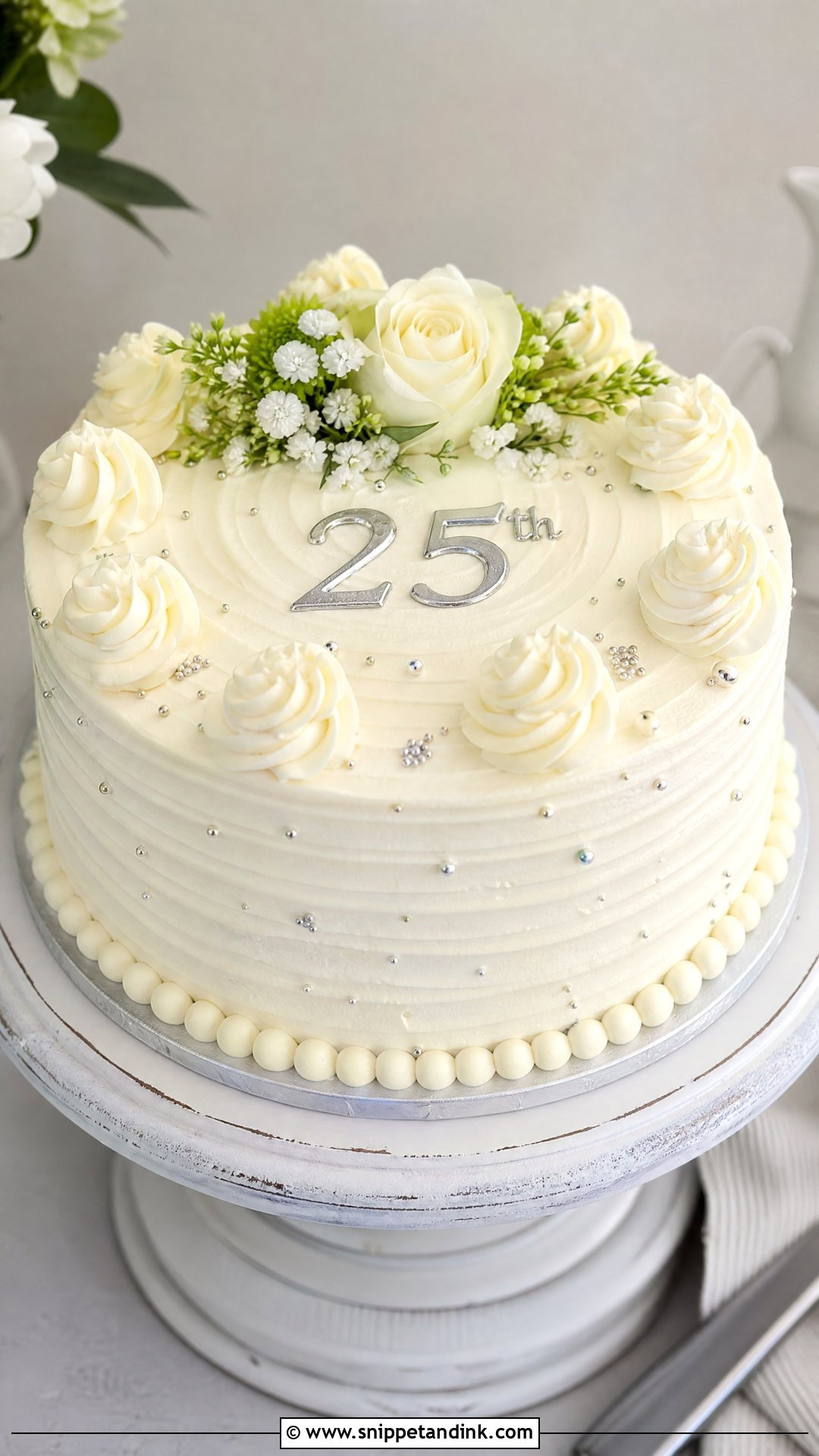 25th Anniversary Buttercream Cake - Snippet and Ink - 30 25th Anniversary Cake Ideas