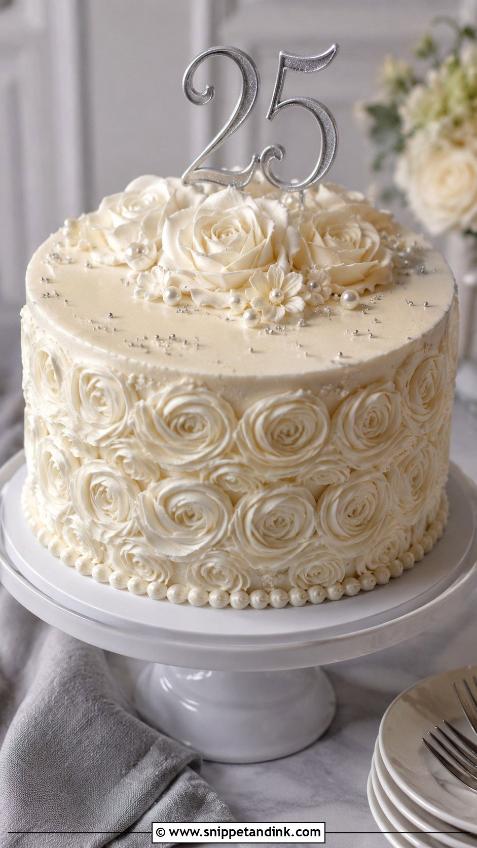 25th Anniversary Buttercream Cake - Snippet and Ink - 20 25th Anniversary Cake Designs