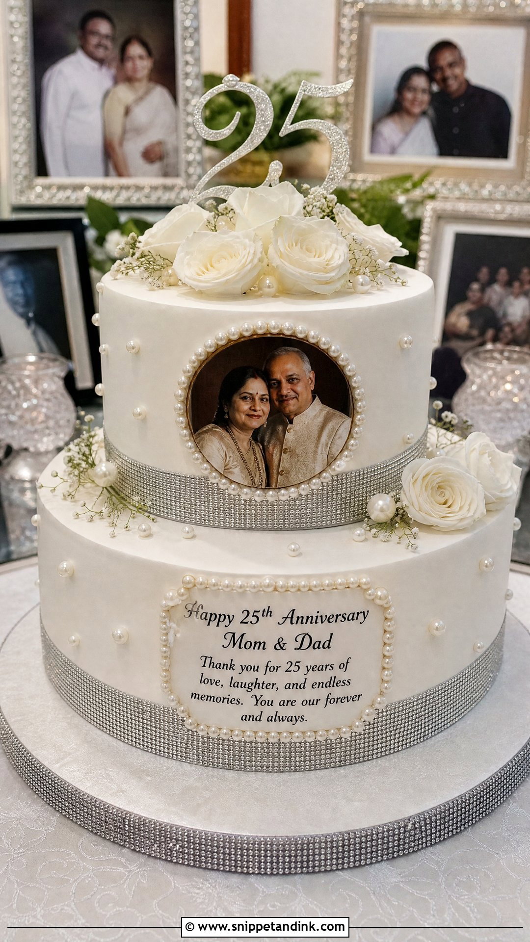 25th Anniversary Cake For Parents - Snippet and Ink - 30 25th Anniversary Cake Ideas