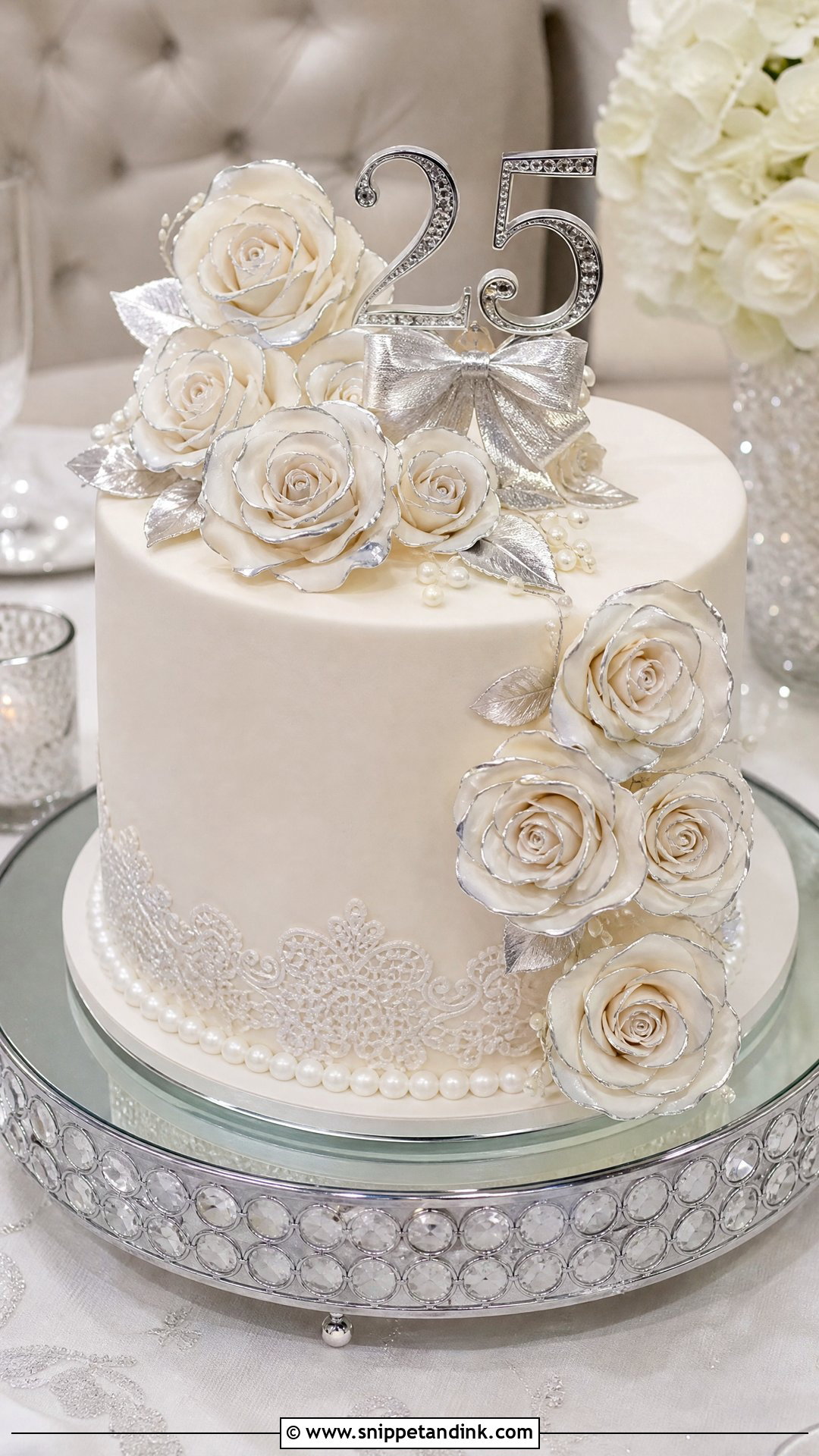 25th Anniversary Cake With Roses - Snippet and Ink - 30 25th Anniversary Cake Ideas