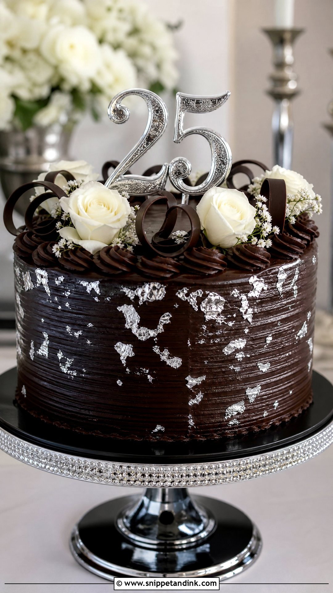 25th Anniversary Chocolate Cake - Snippet and Ink - 30 25th Anniversary Cake Ideas