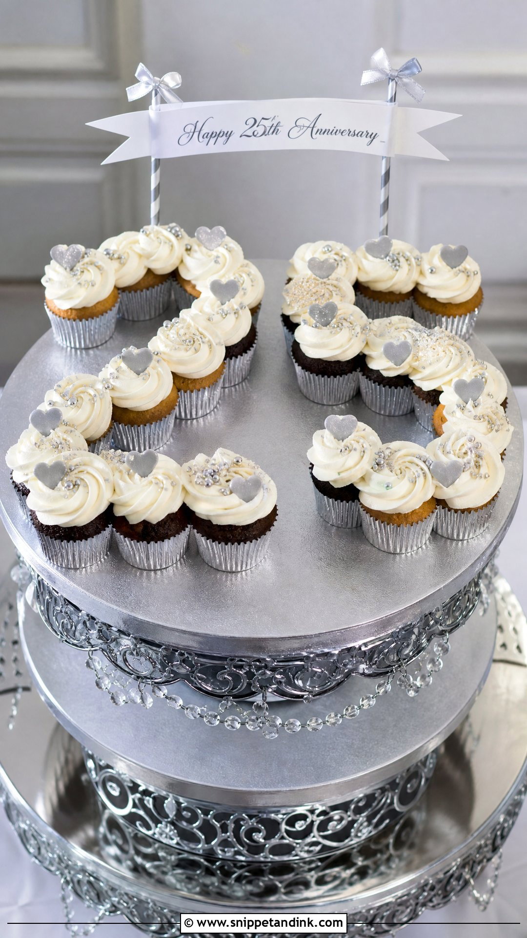 25th Anniversary Cupcake Cake - Snippet and Ink - 30 25th Anniversary Cake Ideas