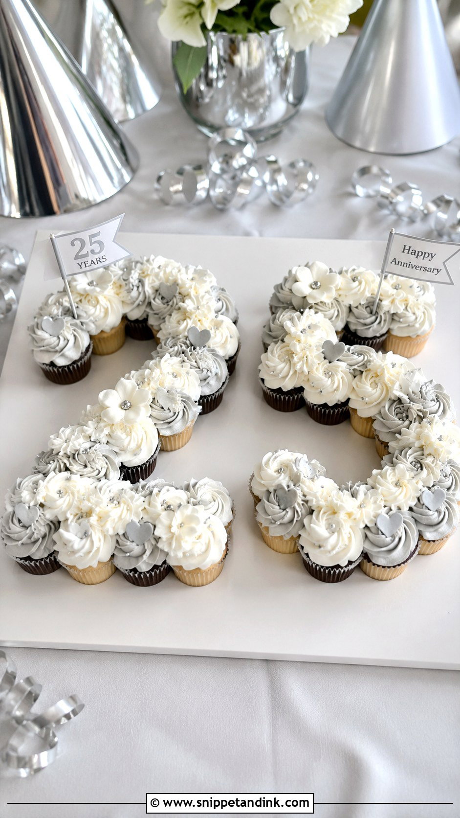 25th Anniversary Cupcake Cake - Snippet and Ink - 20 25th Anniversary Cake Designs