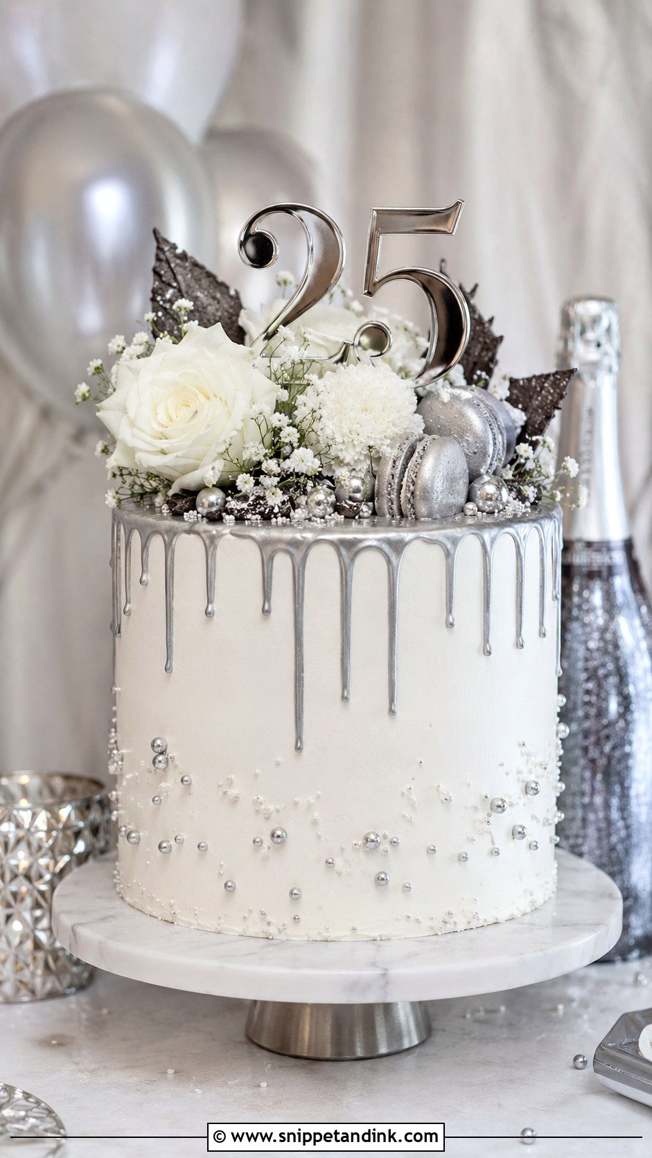 25th Anniversary Drip Cake - Snippet and Ink - 20 25th Anniversary Cake Designs