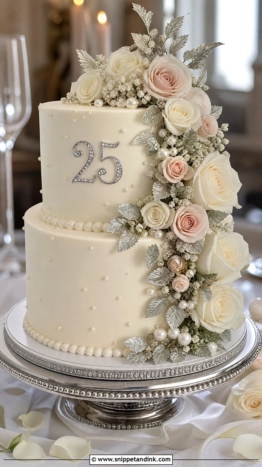 25th Anniversary Floral Cake - Snippet and Ink - 30 25th Anniversary Cake Ideas
