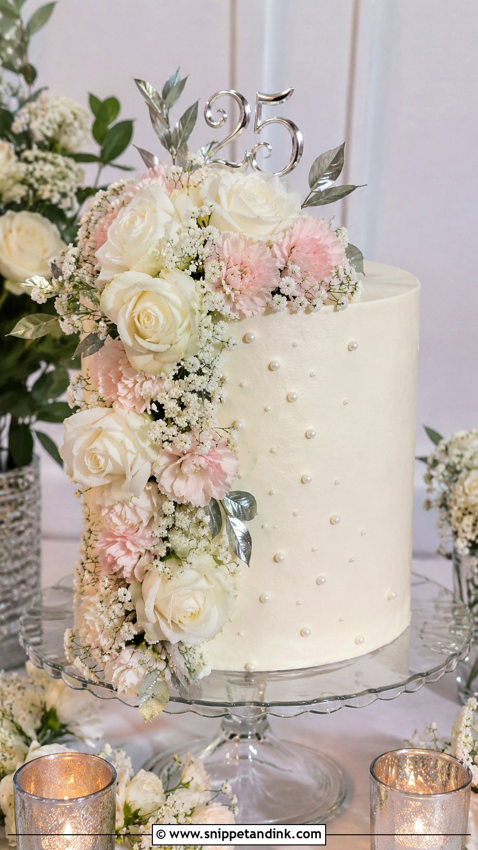 25th Anniversary Floral Cake - Snippet and Ink - 20 25th Anniversary Cake Designs